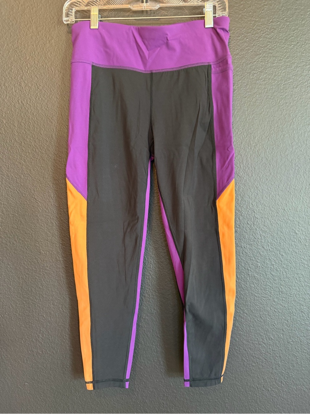 Sweaty Betty Purple, Black & Orange Colorblock Leggings